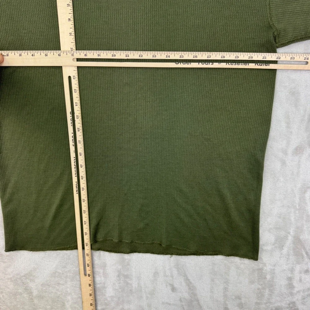 Vintage Medalist Waffle Knit Base Thermal Shirt Large Army Green Olive USA